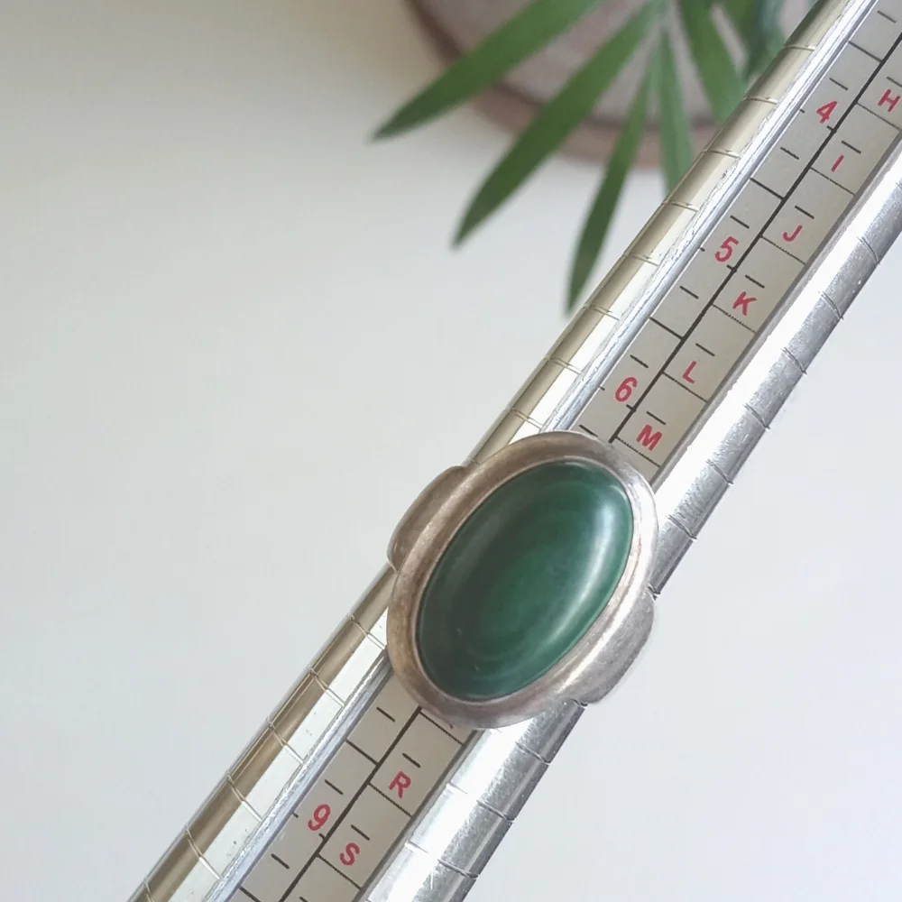 Antique 925 Green Malachite Gemstone Ring Sterling Silver From India *Unique